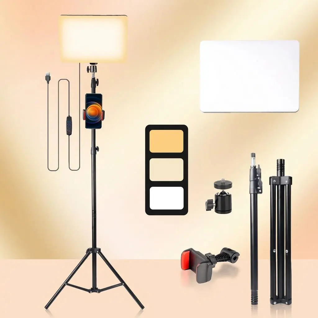 UEGOGO 62.9" New Tripod Stand with 10" Ring Light group , Dimmable 3-Color Temperature LED Softbox, Desktop Live Streaming Light Kit for Video Conference, Vlogging, Photography – Adjustable Tripod with Selfie Light phone