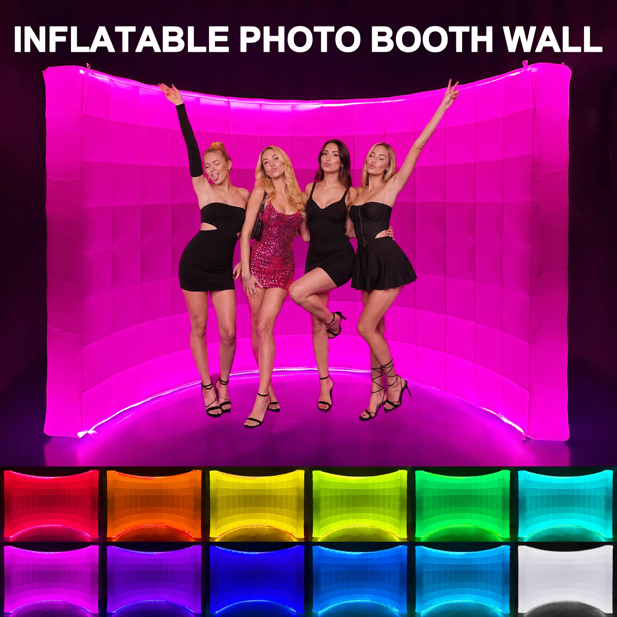SAYOK Inflatable Photo Booth Wall with LED Lights, 10ft White Selfie Booth Enclosure Backdrop, Portable Easy-Setup Photo Booth for Weddings, Birthday Parties, Corporate Events, Trade Shows & Photo Shoots