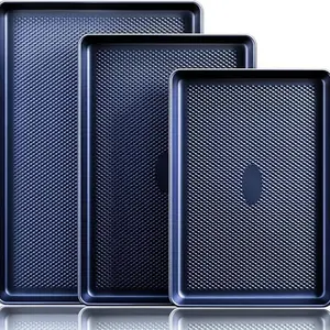 3-Piece Diamond Texture Cookie Sheet Set – Heavy-Gauge Carbon Steel, PTFE-Free Nonstick