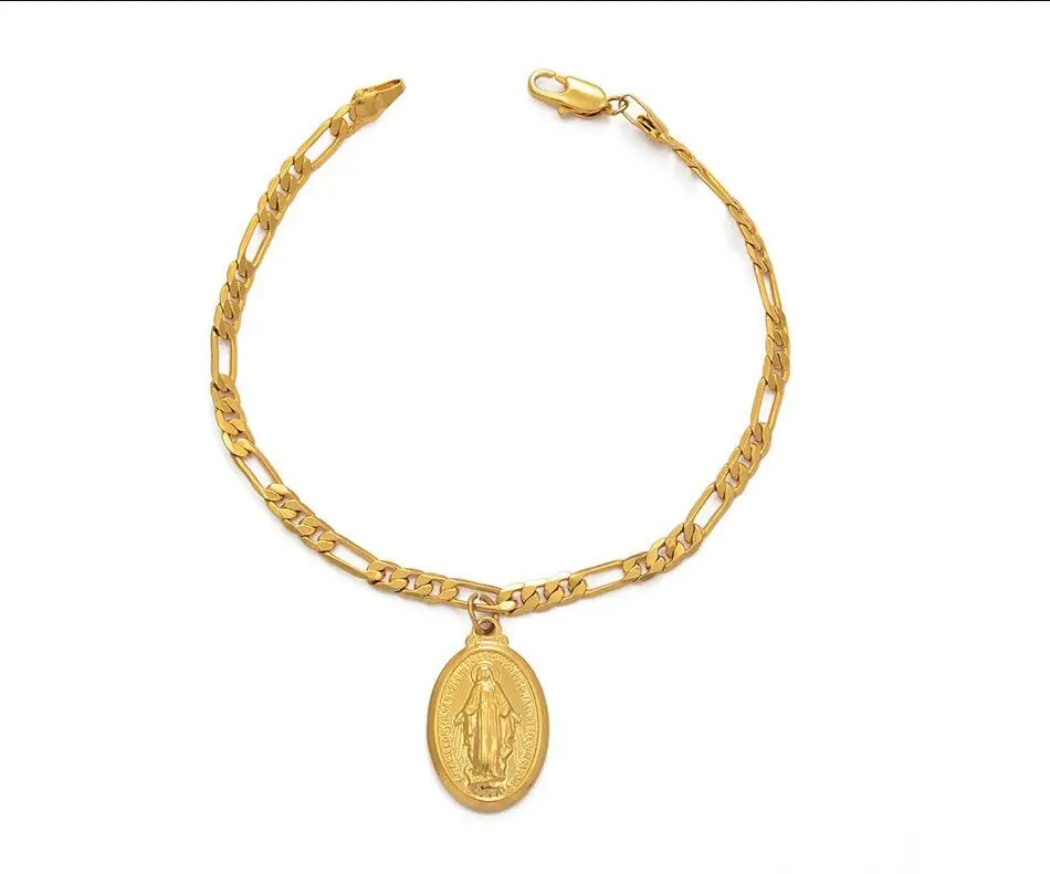 Virgin Mary Ankle Bracelet / Religious Anklet Christian Baptism Jewelry Gift