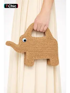 Cute cartoon elephant handheld bag, summer beach vacation casual bag