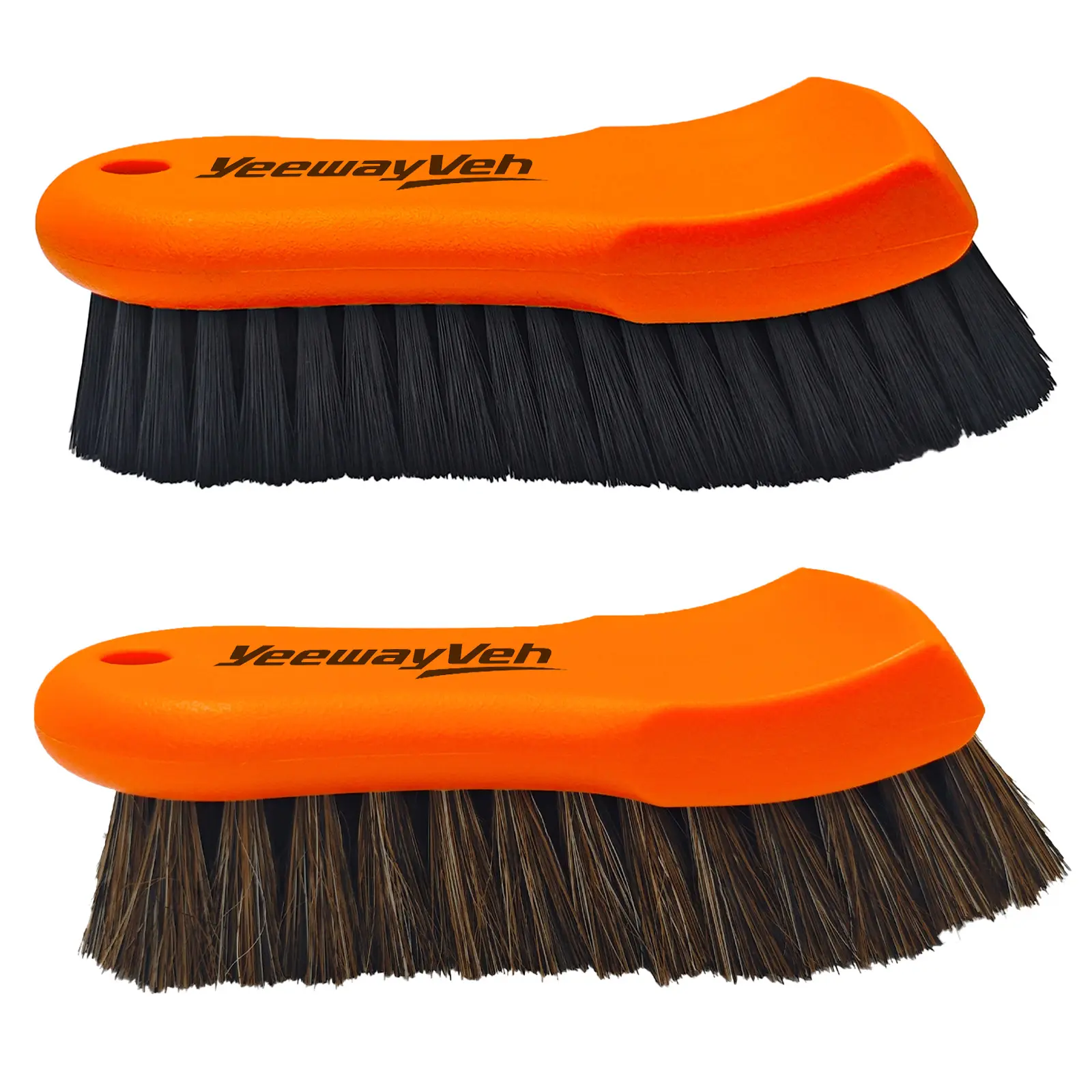 YeewayVeh Leather Brush, Horse Hair Brush for Leather Car Interior, Leather Seat, Car Carpet Brush for Cleaning Carpets, Seat Belts - Orange