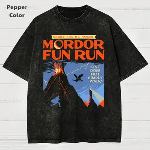 Mordor Fun Run Retro- Vintage Unisex Menswear & Womenswear - Streetwear Tops - Casual Cotton Crewneck Shortsleeve Tshirt