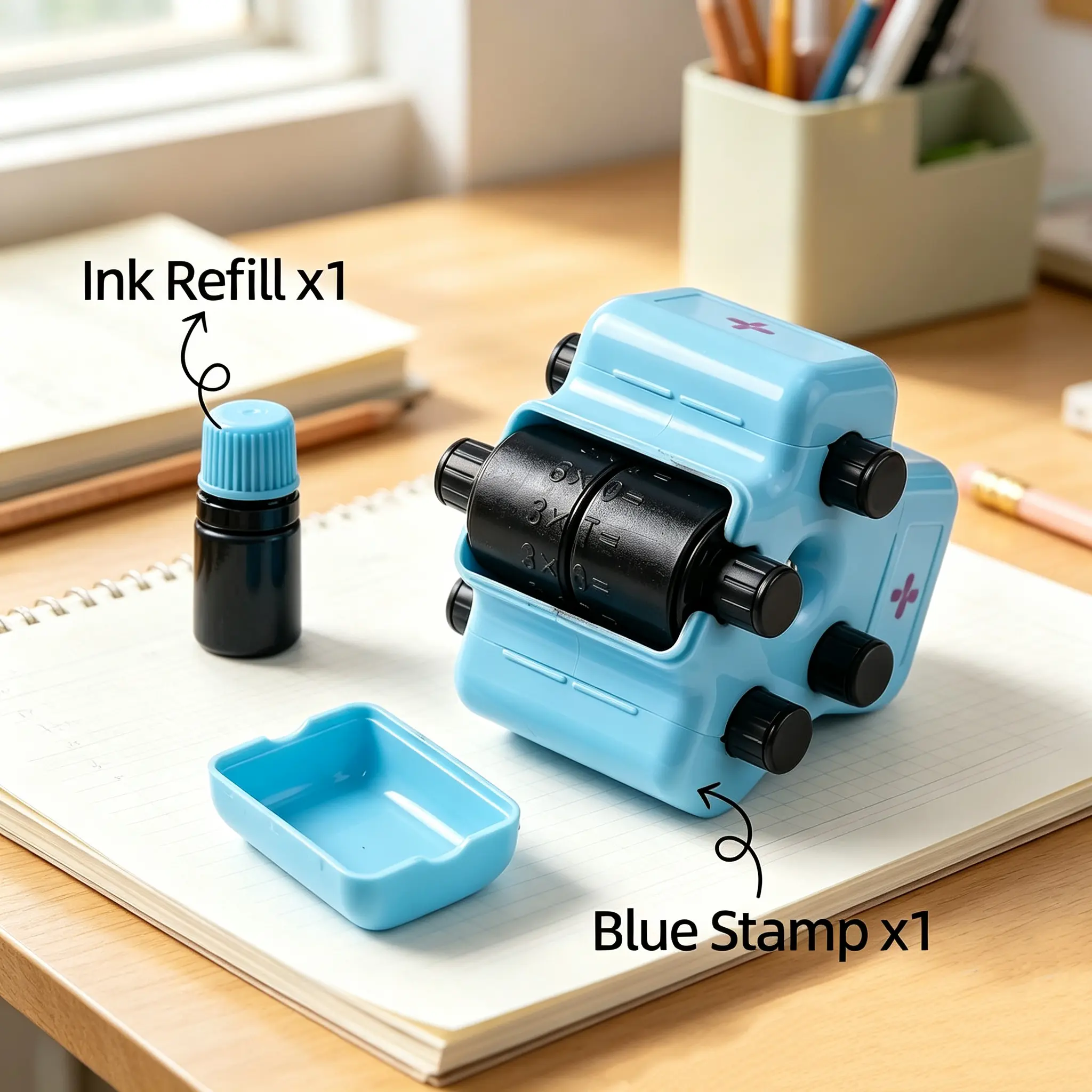 4-in-1 Adjustable Math Practice Roller Stamp, Portable Random Question Stamp, Kids' Office Stationery for Classroom & Homeschool Use