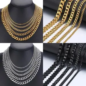 Miami Cuban for Men Women Stainless Steel Necklace 18-24inch Curb Link Chain Jewelry Gift