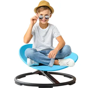Kids Swivel Chair Sensory Spin Chair for Autism Kids Body Coordination Training Metal Base Non Slip Safer Fun Round Seater Bean Bag