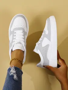 Women's Low Top Sneakers, PU Leather, Eva Sole, Colorblock Design, Breathable, Casual Style, Ideal for Daily Wear, Walking, Travel