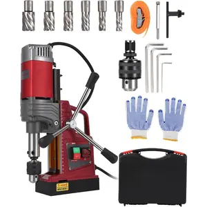 Portable Magnetic Drill Press, 1.57" Boring Diameter, 1450W Motor, 820RPM, 13000N Magnetic Force, Twist Drill Adapter, Ideal for Steel, Metal & Iron