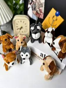 Cute Golden Retriever Plush Toy Doll Soft Stuffed Animal Hanging Decoration, Children Cartoon Figure Hangtag, Husky Teddy Schnauzer Gift Set