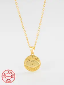 925 Sterling Silver Evil Eye Design Pendant Necklace, Fashion Jewelry for Party, Daily Clothing Decor, Trendy All-match & Exquisite Jewelry for Birthday Gift, Elegant Necklace