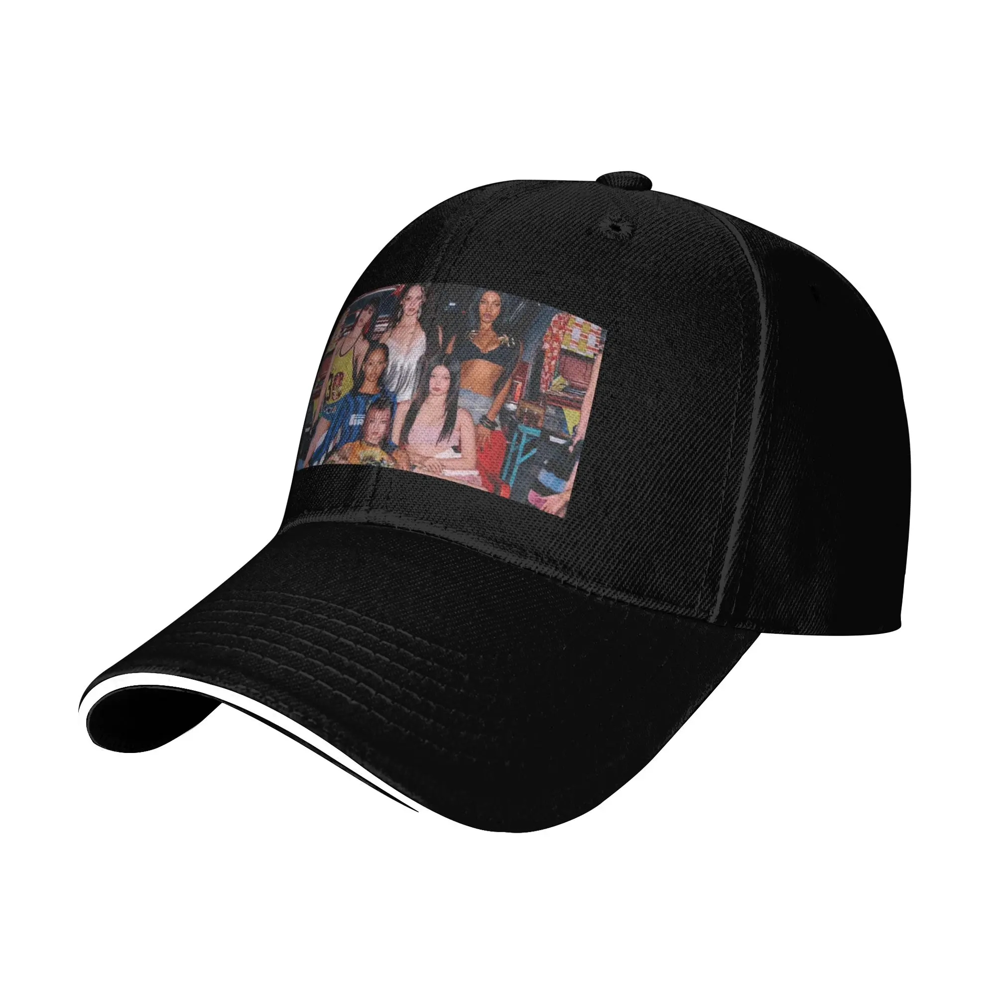 Yartlab Katseye Print 6-Panel Sandwich Baseball Cap, 100% Polyester, 22-23in/55-59cm Adjustable, 2.7in/7cm Curved Brim, Breathable Casual Dad Hat for Men Women
