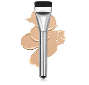 Flat Foundation Brush,Korean Makeup Brush Spatula Facial Brush for Liquid Foundation,Premium Face Makeup Brush for Blending Cream (Silver)