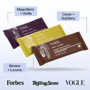 TUSOL Wellness Natural Protein + Superfood Bars Sample Pack (9 Bars) - Support Metabolism, Energy