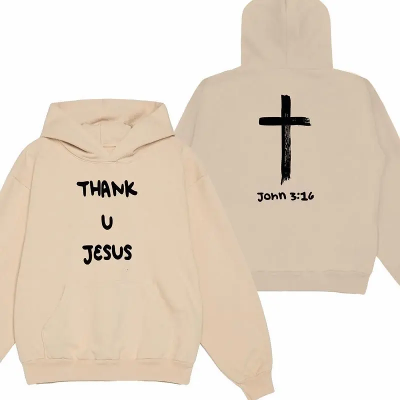 Daydrian Harding Thank U Jesus Sand Hoodie, Unisex Men & Women, Trendy Streatwear Gift Hoodie, Made in USA.LKD Menswear Sweatshirts