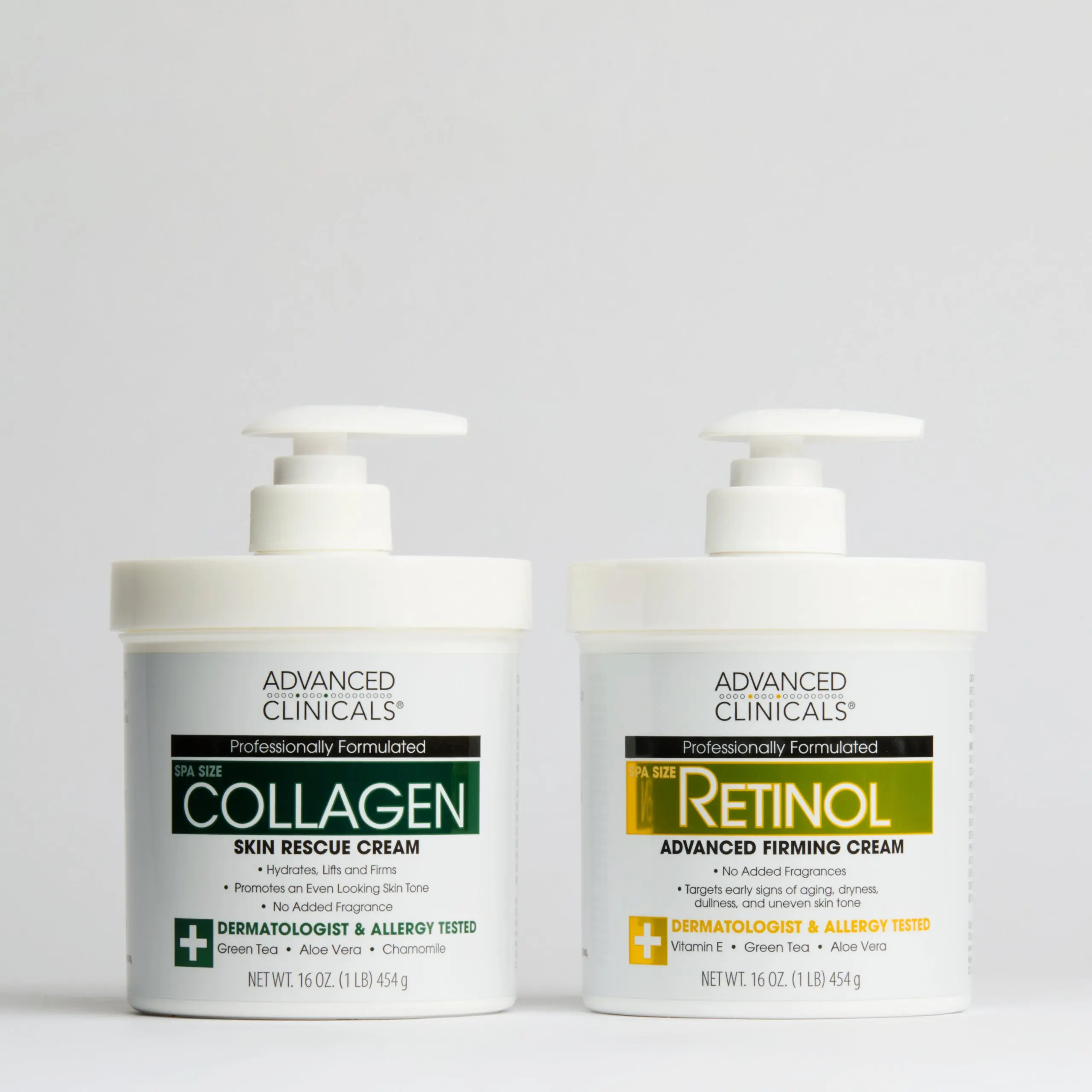 Advanced Clinicals Collagen + Retinol Body Cream Duo - Body Care Cosmetic for Firming, Smoothing, Repairing Crepey Skin, Restoring Nourishment, and Addressing Loss of Firmness