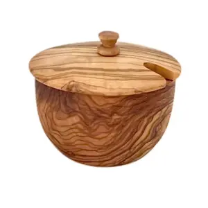 Choixe Mediterranean Olive Wood Canister Kitchen Wooden Containers