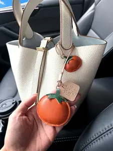 Creative Handmade Persimmon Bag Charm, Sewn DIY Bag Accessory, Plain Design, Casual Style, All Seasons, Perfect Gift, Fashion Bag Charms, Bag Decoration