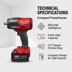Milwaukee M18 FMTLWF12 2/1lnch Impact Wrench 1000Nm high Torgue Fastening Tool for Auto Repair