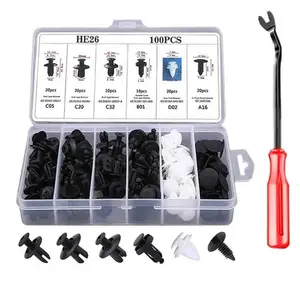 Car Rivet Clip with Storage Box & Removal Tools, Universal Car Nylon Plastic Rivets, Door Panel Bumper Clips Set for Vehicle Trim and Panel Repair, Car Accessory