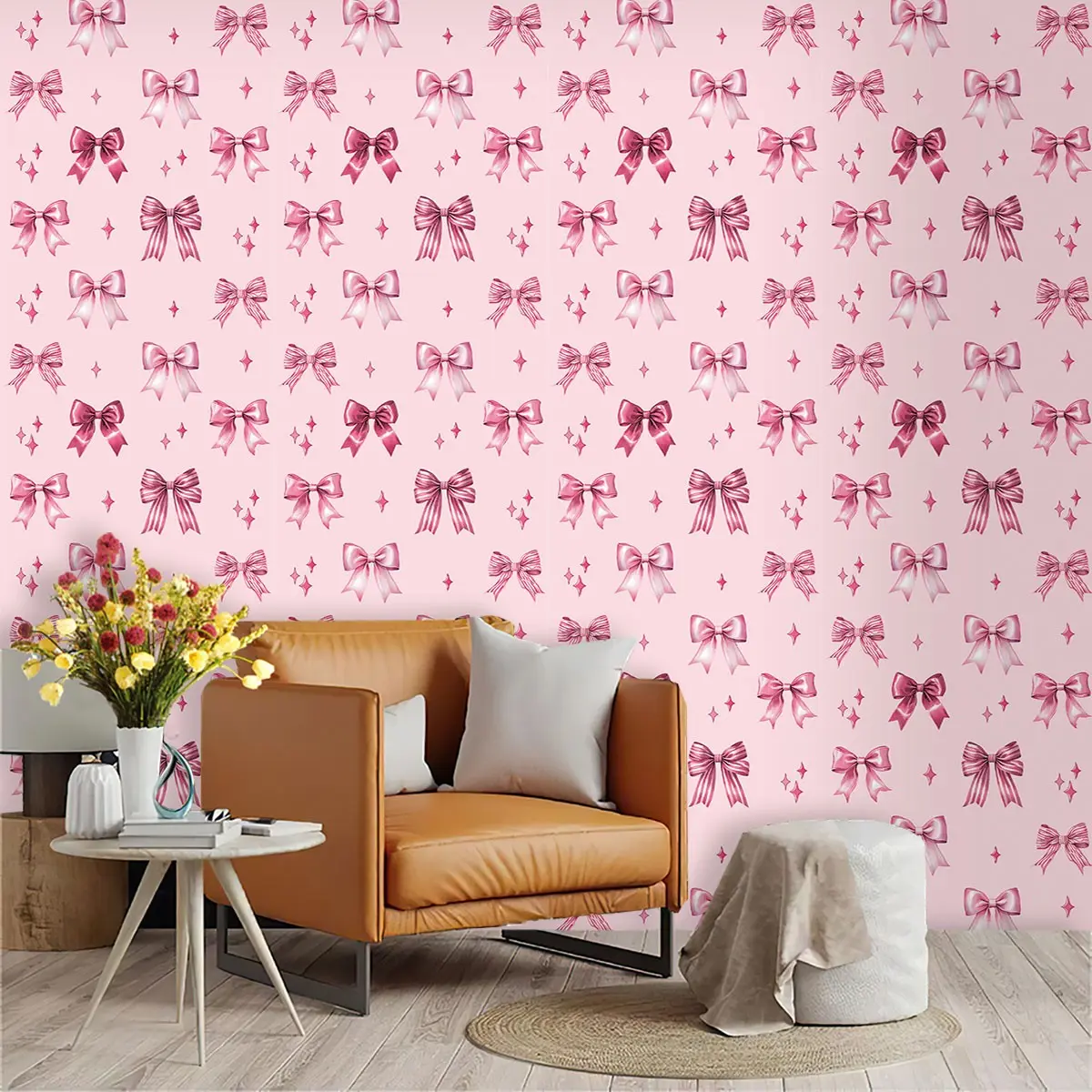 Cartoon Bow Wallpaper, Decorative Wallpaper, PVC Adhesive Back, Self Adhesive Wallpaper, Peel and Stick, Wallpaper Roll, Ideal for Kitchen, Living Room, Bedroom, Wall Decor, Reusable Patchwork Design