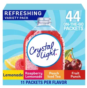 Crystal Light Lemonade, Raspberry Lemonade, Peach Iced Tea, & Fruit Punch Powdered Drink Mix Singles Variety Pack (44 ct.) - Beverage Mix - Mixed