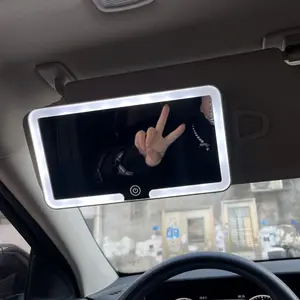 Summervibes Car Sun Visor Vanity Mirror, USB Rechargeable Makeup Mirror with 3 LED Lights, HD Clear Mirror Surface, Durable Car Interior Accessories