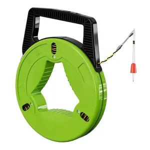 Syston 4mm Fish Tape Puller with Retractable Spring - Choose Fiberglass (Straight Runs) or Fiberglass Nylon (Multi-Bend Wiring) for Walls & Conduits - Professional Cable Pulling Tool