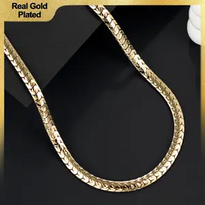 Holylegend 14K Real Gold Plated Snake Chain Necklace for Men, Flat Chain Design, Smooth Finish, Classic Minimal Style, Gift Ready