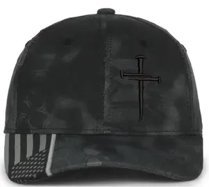 Christian Hat for Men Women Jesus 3 Nail Cross Hat BLACK CROSS Adjustable Hat