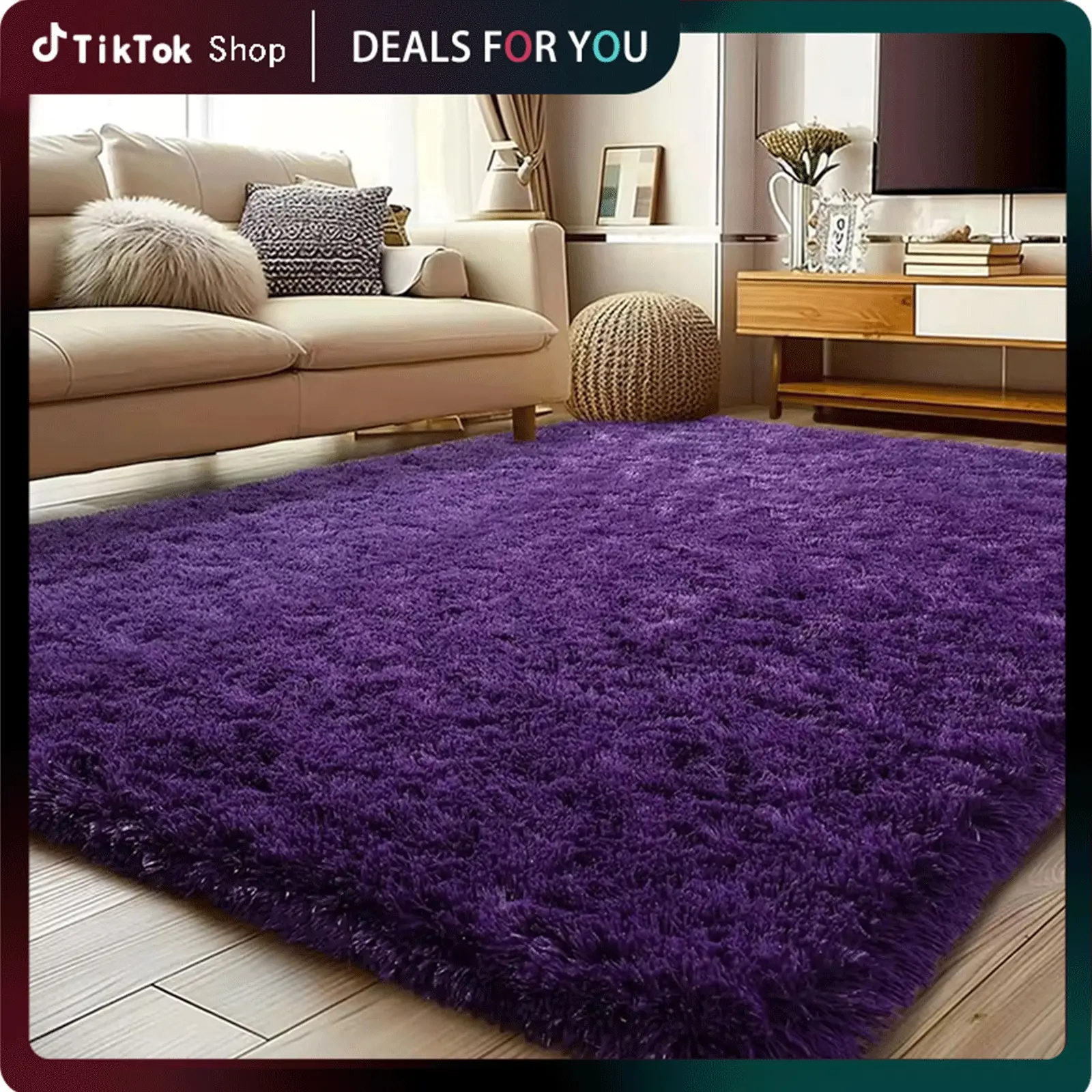 【Summer Sale Deals】【Moving Season】Rezutan Fluffy Rugs for Living Room, Large Fluffy Shag Rug for Bedroom Playroom, Non-Slip Indoor Floor Carpet, Soft Shaggy Rug for Home Decor Aesthetic Back to school Home Decorative Rugs rugs for living room