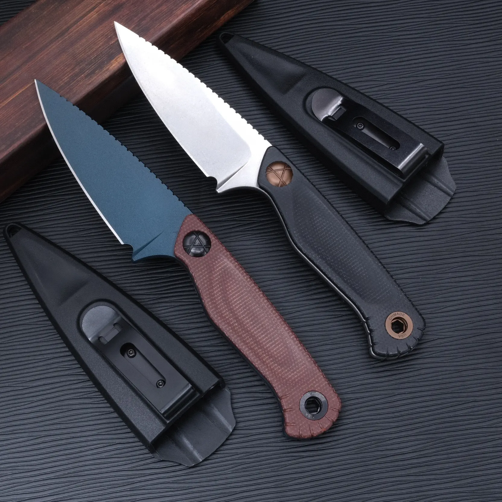 203 Straight Edge Fixed Blade Knife with Linen Grip, Durable Multifunctional Outdoor Gadgets with CMP Anti Corrosion Blade for Camping, Fixed Blade Knives