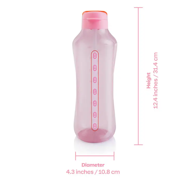 Tupperware® AquaVibe® 67oz Non-Toxic Portable Hydration Solution Water Bottle with Straw, Handle Lid, am/pm Tracker, 2L BPA-Free Hydration Tracking Drinkware, Handle Lid Water Bottles