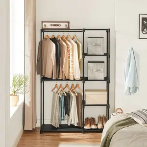 【Deals For You】SONGMICS Portable Closet, Freestanding Closet Organizer, Clothes Rack with Shelves, Hanging Rods, Storage Organizer, for Cloakroom, Bedroom, 44.1 x 16.9 x 65 Inches