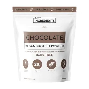 Just Ingredients Chocolate VEGAN Protein Powder - 20 Servings -  Fitness Supplement | Plant Based Protein | 20g of Protein