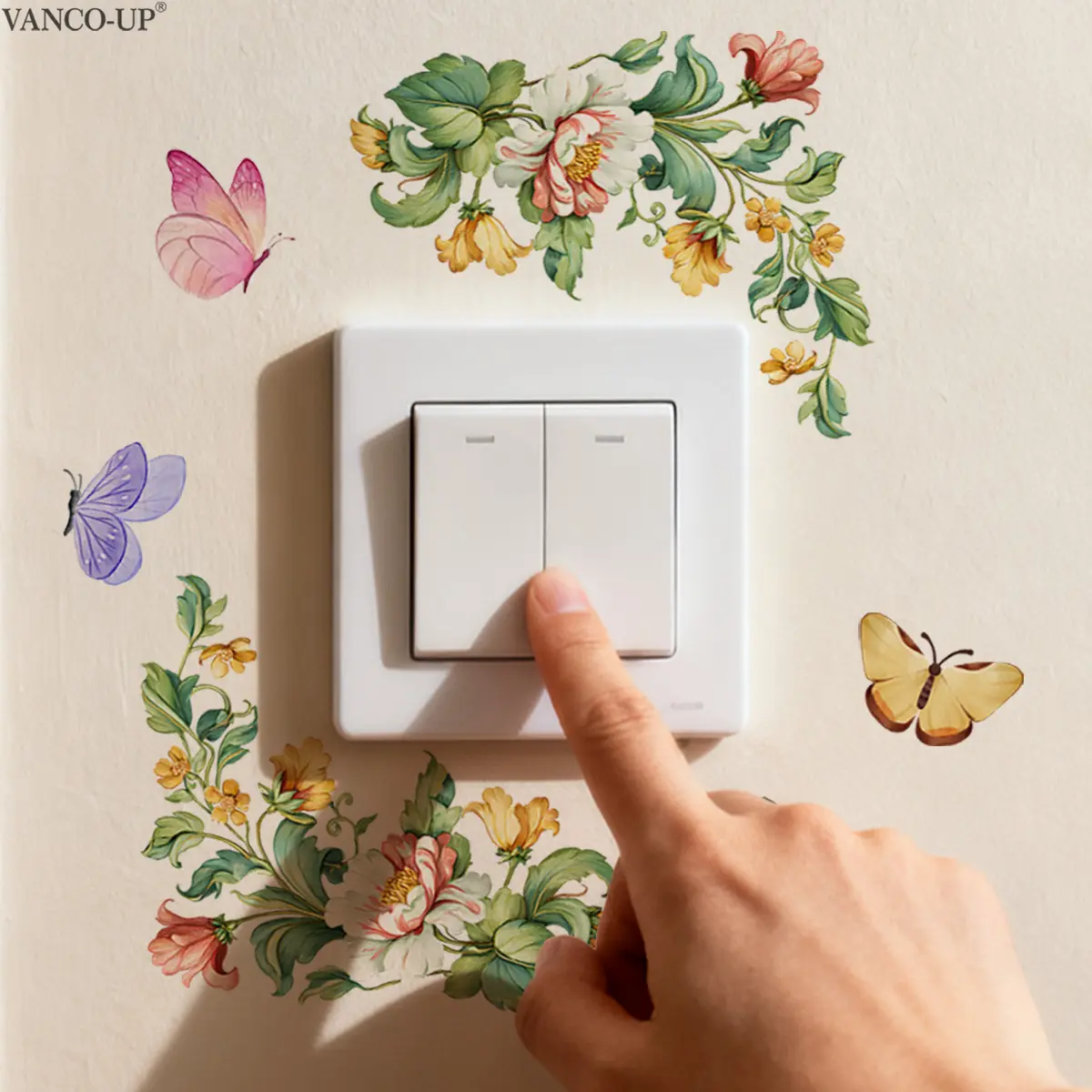 A (15*30cm) flower vine butterfly Decorative wall sticker for living room, entrance, and switch decoration and beautification, self-adhesive M20872-KR