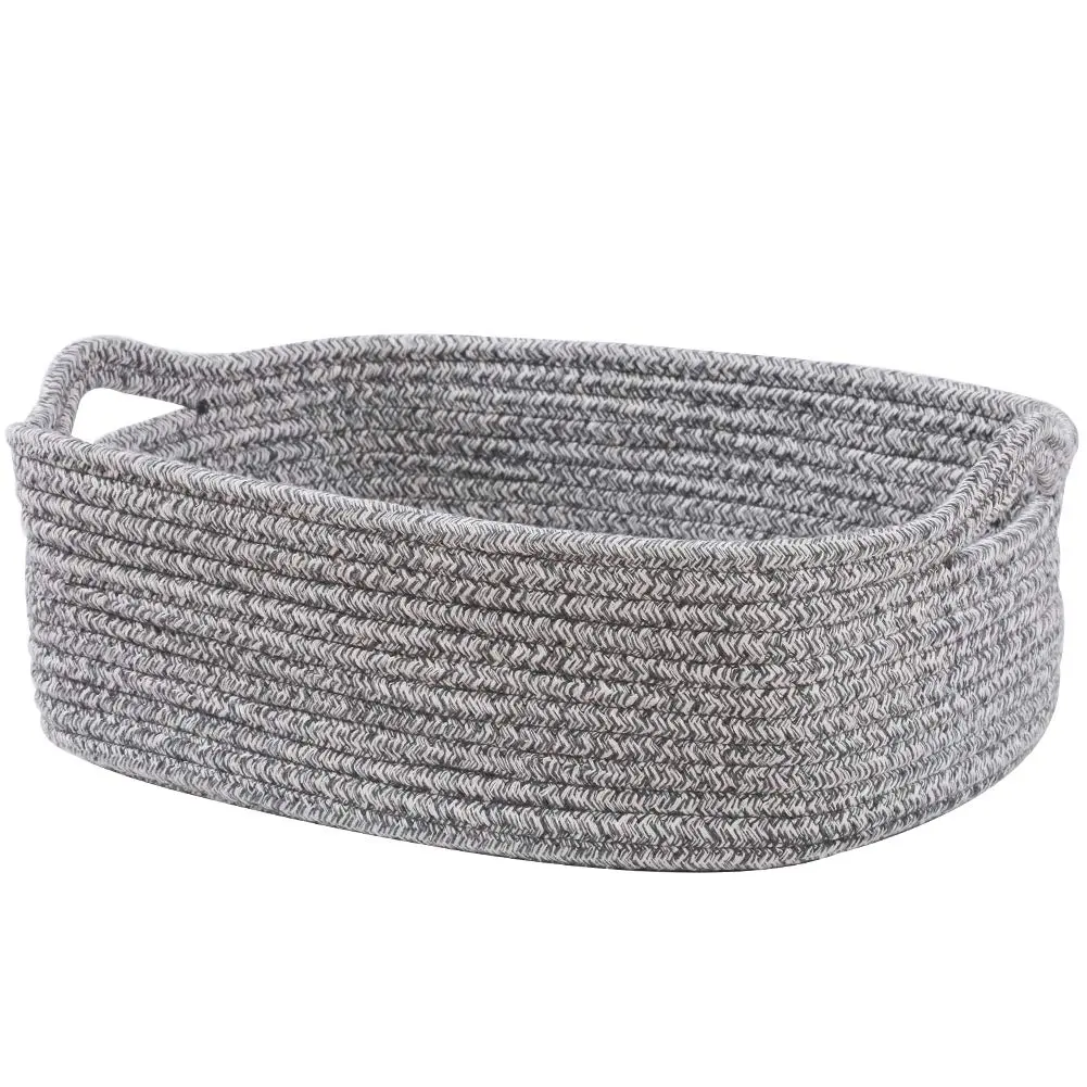 Woven Cotton Rope Storage Basket  Cube Changing Table Organizer For Closet Towels Bin Small Dog Cat Box Gift Baskets Empty (14.5"x 11"x 5") By