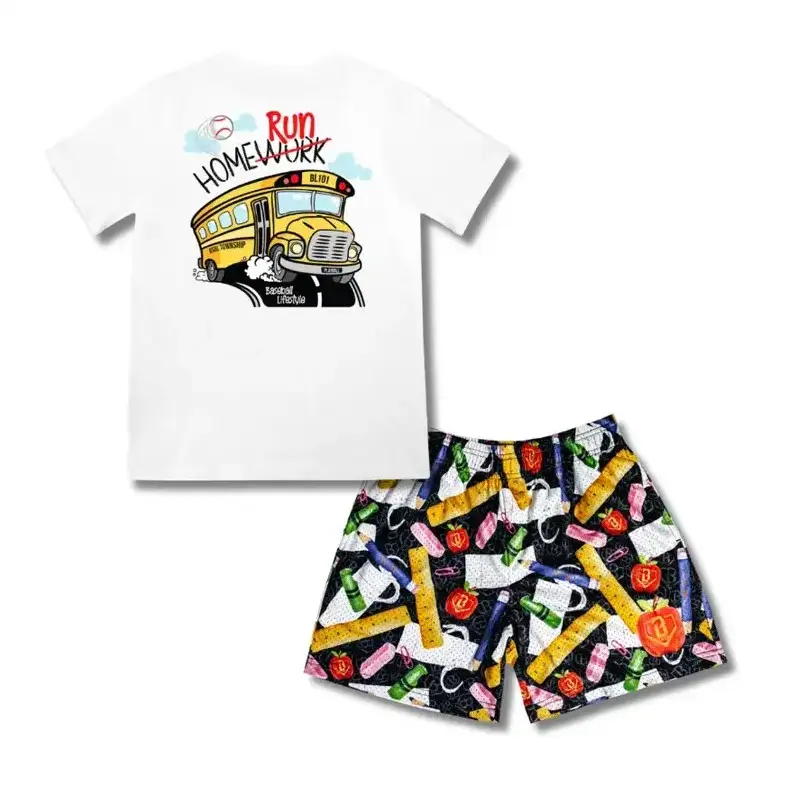 Baseball Lifestyle 101 Homerun Bus Tee & First Day Fresh Shorts | Back To School Collection Outfit for Youth & Adults