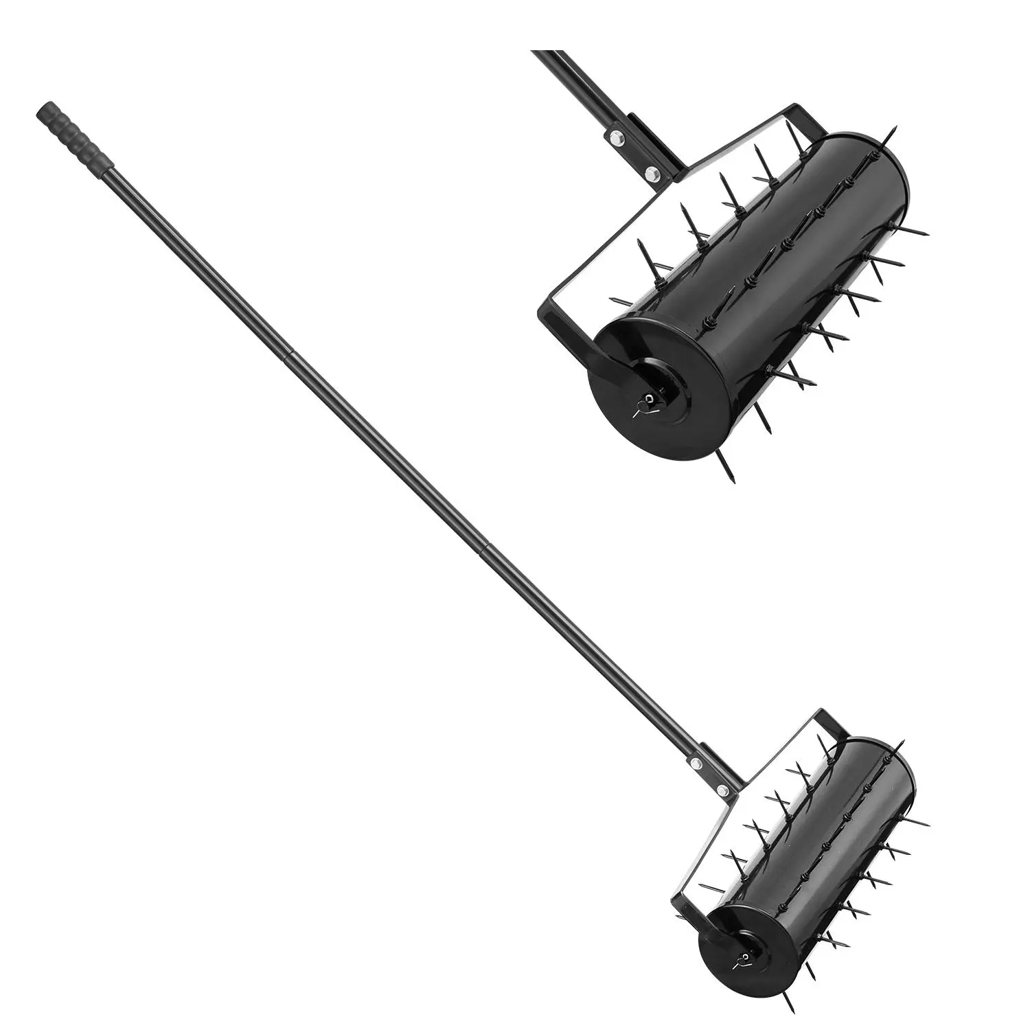 【Summerfinds】VEVOR 21-in Heavy-Duty Manual Rolling Lawn Aerator, 21-inch Bucket, Rust Resistant High-Strength Metal Garden Tool, Adjustable Black Handle, 2-inch Deep Soil Aeration, Easy Setup, Plant Health Support