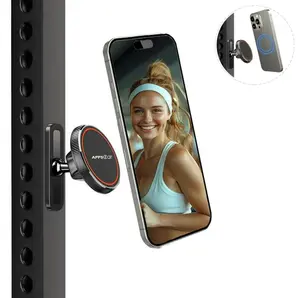 Gym Magnetic Gym Phone Holder for Magsafe, 360 Adjustable, Gym Accessories Dual Magnetic Phone Holder for Gym, Alloy Base and Joint, Compatible with Magsafe iPhone 16/15/14/13/12 Series, Fitness Accessory