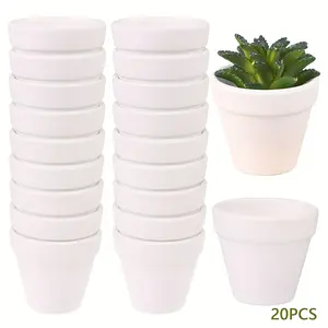 20pcs Classic White Plastic Planters, 5.5cm Round with Drainage Hole – Perfect for Indoor & Outdoor Gardening, Succulents & Small Plants, Plant Container Accessories | Drainage Hole Function | Durable Plastic Flower Pots