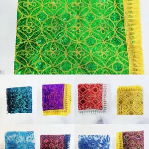 Big Pañuelo for Santos Santeria Yoruba 42inch X 42 inch  - multiple color Sequined Design with Colorful Options Available - Traditional fabric cover with trimmer