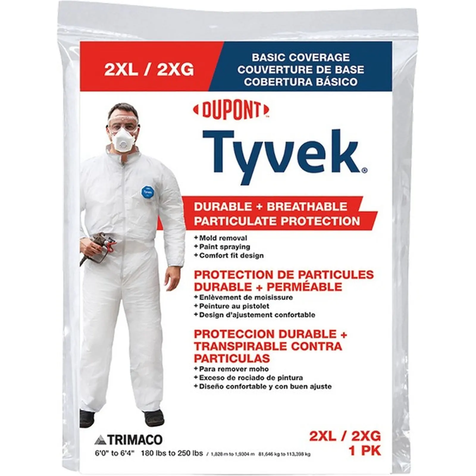 Trimaco 14124 XXL No Elastic Tyvek Coveralls-1PK LANC-179656