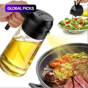 16 oz Glass Oil Spray Bottle, 2-in-1 Olive Oil Sprayer and Kitchen Cooking Oil Dispenser with 470 ml Aroma Mist Spray and Pour Design for Home Use #GLOBAL PICKS