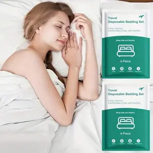 Extra-Large Disposable 3-Piece Bedroom Bedding Set - Includes Quilt Cover, Bed Sheet, Pillowcase for Travel, Business Trips