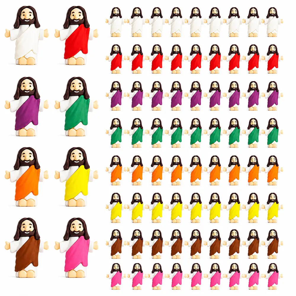 8-40Pcs 1.4in Mini Jesus Figurines Set, Rubber Religious Decoration, Home Spiritual Decor, Desk Religious Ornament, Cute Faith Toys for Bible Class Rewards, Easter Egg Fillers, Halloween