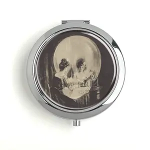All is Vanity By Charles Allan Gilbert 1892 Metal Pill Box Travel Pill Box Vitamin Organizer Built-in Makeup Mirror Unique Design Inner Diameter 60mm