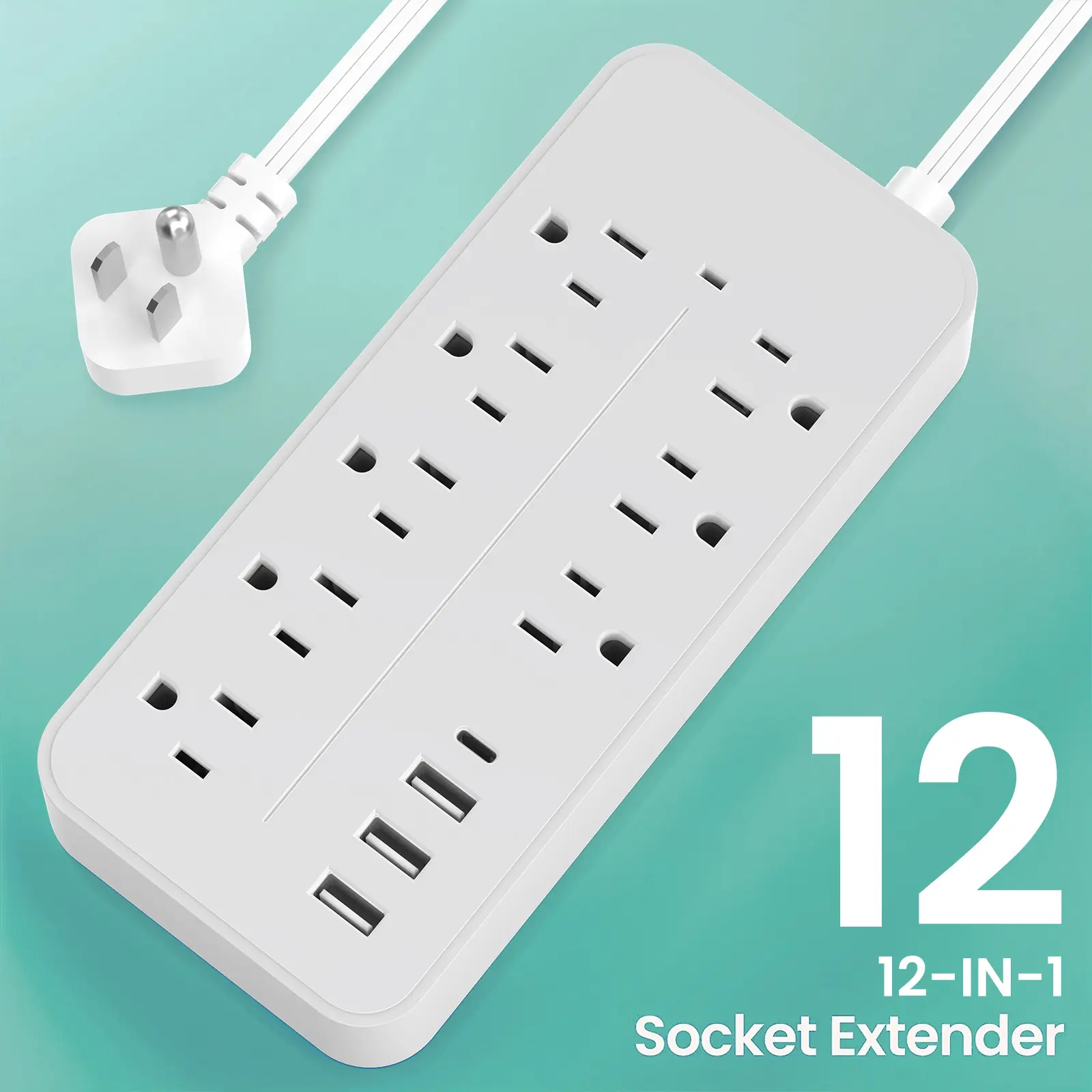 Surge Protector Power Strip - 8 Outlets with 4 USB (1 USB C) Charging Ports, Flat Plug Extension Cord, 5Ft Braided Extension Cord, Dorm Room Essential