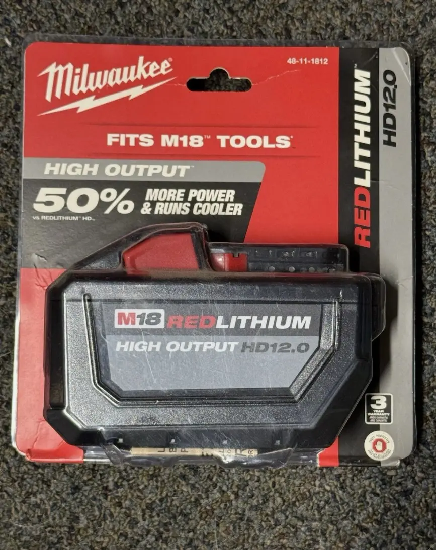 Milwaukee 48-11-1812 M18 High Output HD12.18V Lithium Ion 12.0Ah Battery - 1 or 2 Pack
