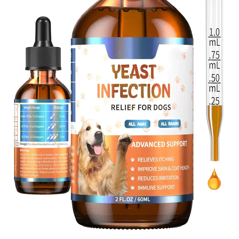 Dog Ear & Skin Relief Drops, Yeast Infection Treatment for Dogs – Bacon Flavor 60ml | Soothes Itching, Supports Healthy Ears & Skin, Allergy Relief for Puppies & Dogs