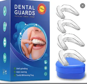 Upgraded Night Mouth Guard for Teeth Grinding,Custom Fit Mouth Guard for Teeth Grinding at Night,Cushioned Bite Protection for Sleep,Soft Comfortable Dental Guard,Thickened Design Safe Soft Comfortable Reusable Design with Carrying Case(4 Pack)